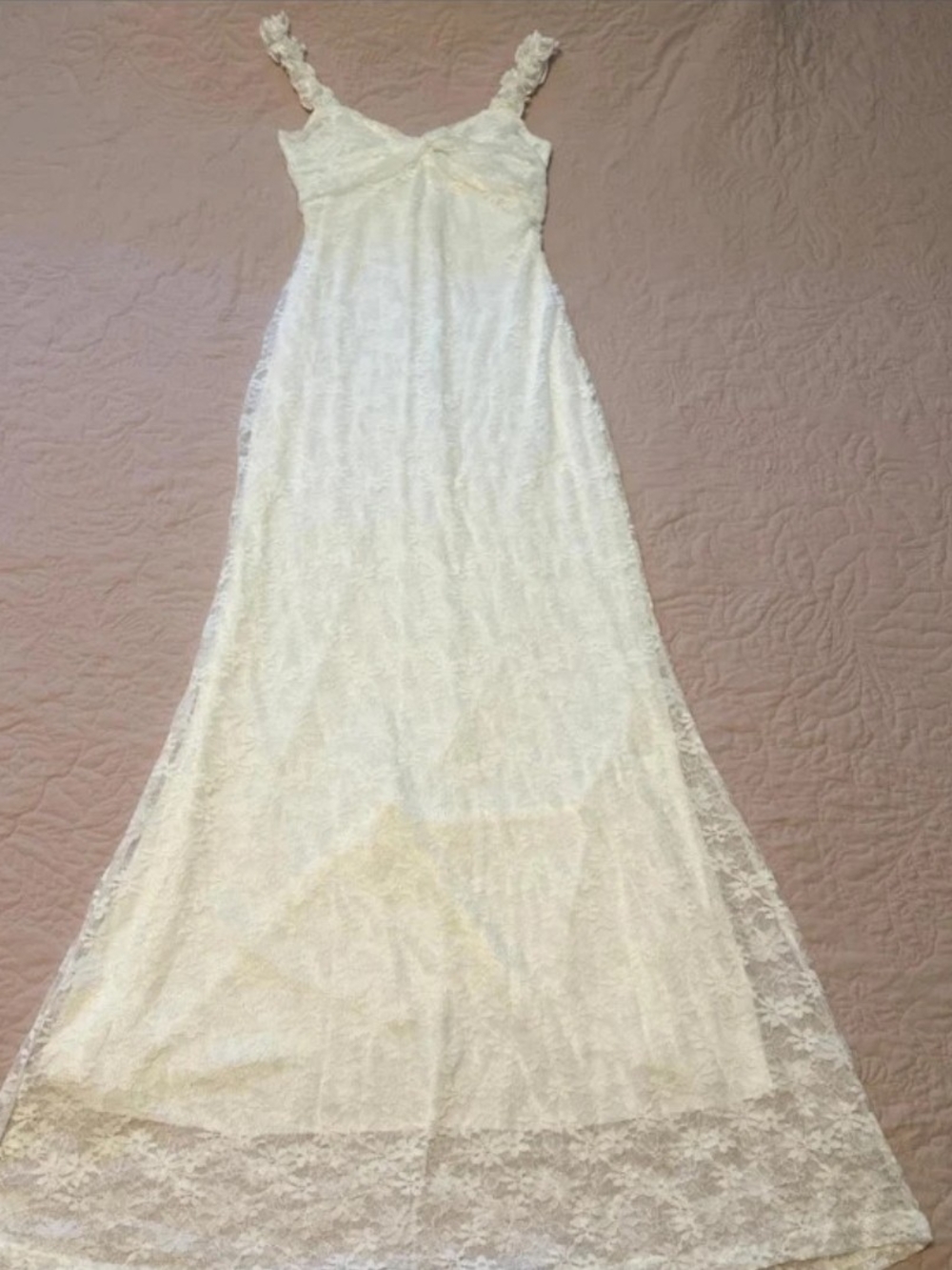 Lauven Luna maxi lace slip white dress